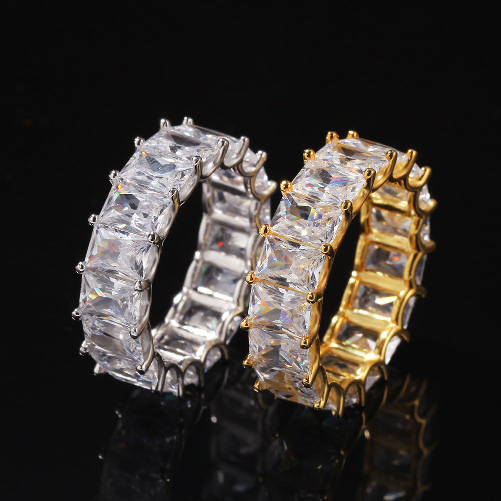 18k Gold Plated Bling Hip Hop Cubic Zirconia Jewelry - Created Diamond Signet for Women Gifts