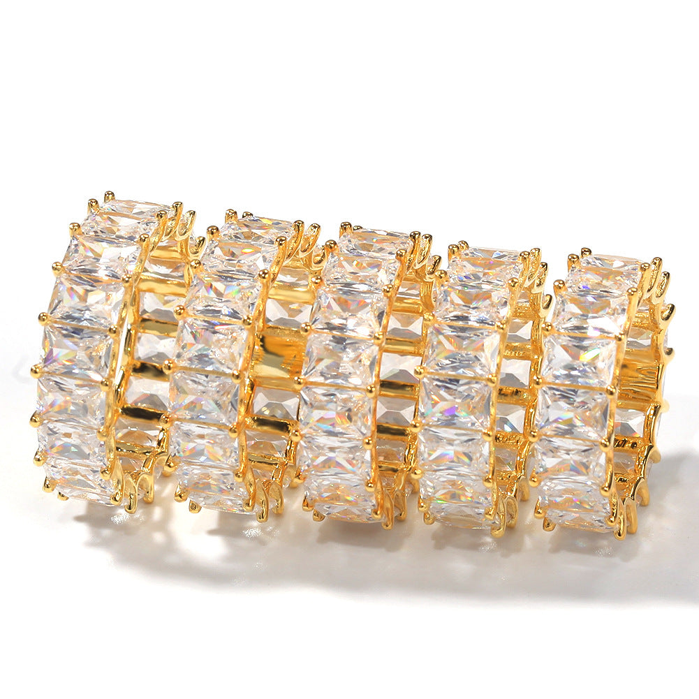 18k Gold Plated Bling Hip Hop Cubic Zirconia Jewelry - Created Diamond Signet for Women Gifts