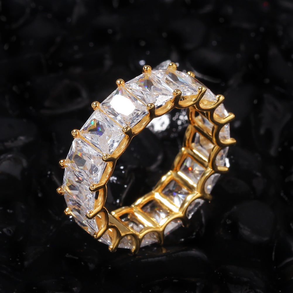 18k Gold Plated Bling Hip Hop Cubic Zirconia Jewelry - Created Diamond Signet for Women Gifts