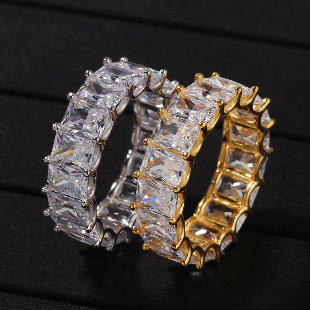 18k Gold Plated Bling Hip Hop Cubic Zirconia Jewelry - Created Diamond Signet for Women Gifts