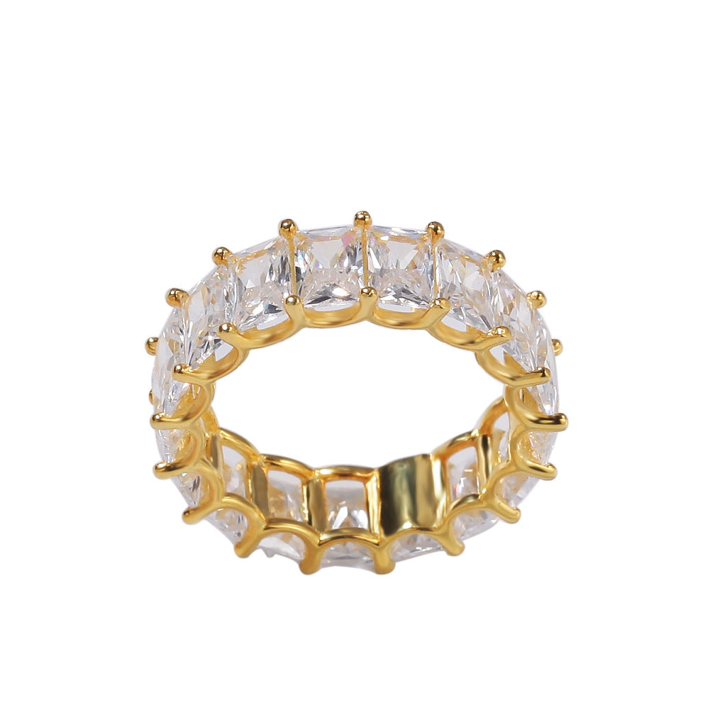 18k Gold Plated Bling Hip Hop Cubic Zirconia Jewelry - Created Diamond Signet for Women Gifts
