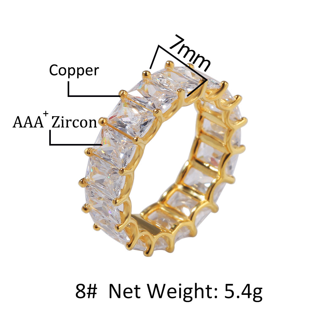 18k Gold Plated Bling Hip Hop Cubic Zirconia Jewelry - Created Diamond Signet for Women Gifts