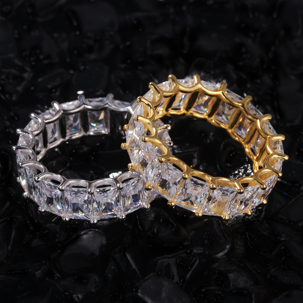 18k Gold Plated Bling Hip Hop Cubic Zirconia Jewelry - Created Diamond Signet for Women Gifts