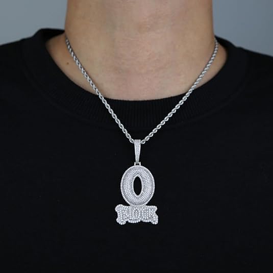 Hip-hop BLOCK Copper Inlaid Zircon 18k Gold-plated Necklace Pendant with 3mm 24-inch Stainless Steel Chain Charm for Man