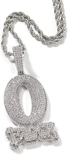 Hip-hop BLOCK Copper Inlaid Zircon 18k Gold-plated Necklace Pendant with 3mm 24-inch Stainless Steel Chain Charm for Man