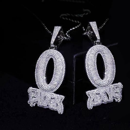 Hip-hop BLOCK Copper Inlaid Zircon 18k Gold-plated Necklace Pendant with 3mm 24-inch Stainless Steel Chain Charm for Man