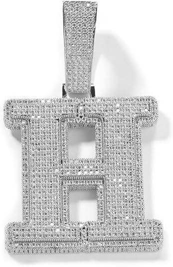 Iced Out Initial Letter Pendant Necklace, Gold-Plated Crystal Alphabet Charm, D C R Y K Style 24inch Chain