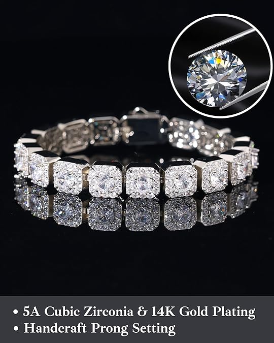 Iced Out Clustered Bracelet for Men and Women, 14K Gold/White Gold Plated, 5A Zircon Bling Luxury Tennis Bracelet, CZ Fashion Jewelry Gift for Birthday, Anniversary