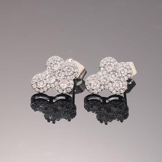 Lulu Mel Cross Earrings Hypoallergenic Stud Earrings For Men Women Trendy, Iced Out Small Cross Cloud Shaped Earrings Studs, Hip Hop Diamond Jewelry Cubic Zirconia Bling Jewelry Dainty Cross Earrings