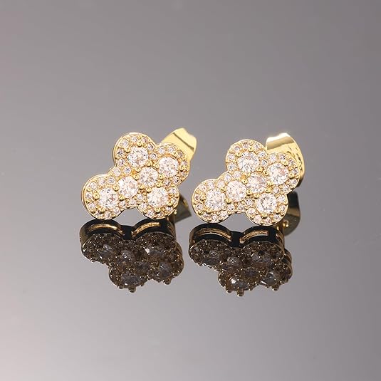 Lulu Mel Cross Earrings Hypoallergenic Stud Earrings For Men Women Trendy, Iced Out Small Cross Cloud Shaped Earrings Studs, Hip Hop Diamond Jewelry Cubic Zirconia Bling Jewelry Dainty Cross Earrings