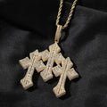 Men's Rope Link Chain Pendant, Moissanite and Gold, Hip Hop Iced Out Jewelry 24inches