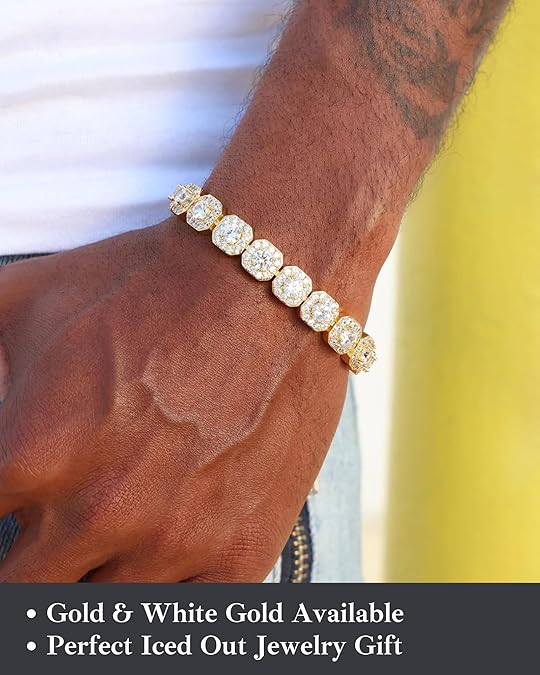 Iced Out Clustered Bracelet for Men and Women, 14K Gold/White Gold Plated, 5A Zircon Bling Luxury Tennis Bracelet, CZ Fashion Jewelry Gift for Birthday, Anniversary