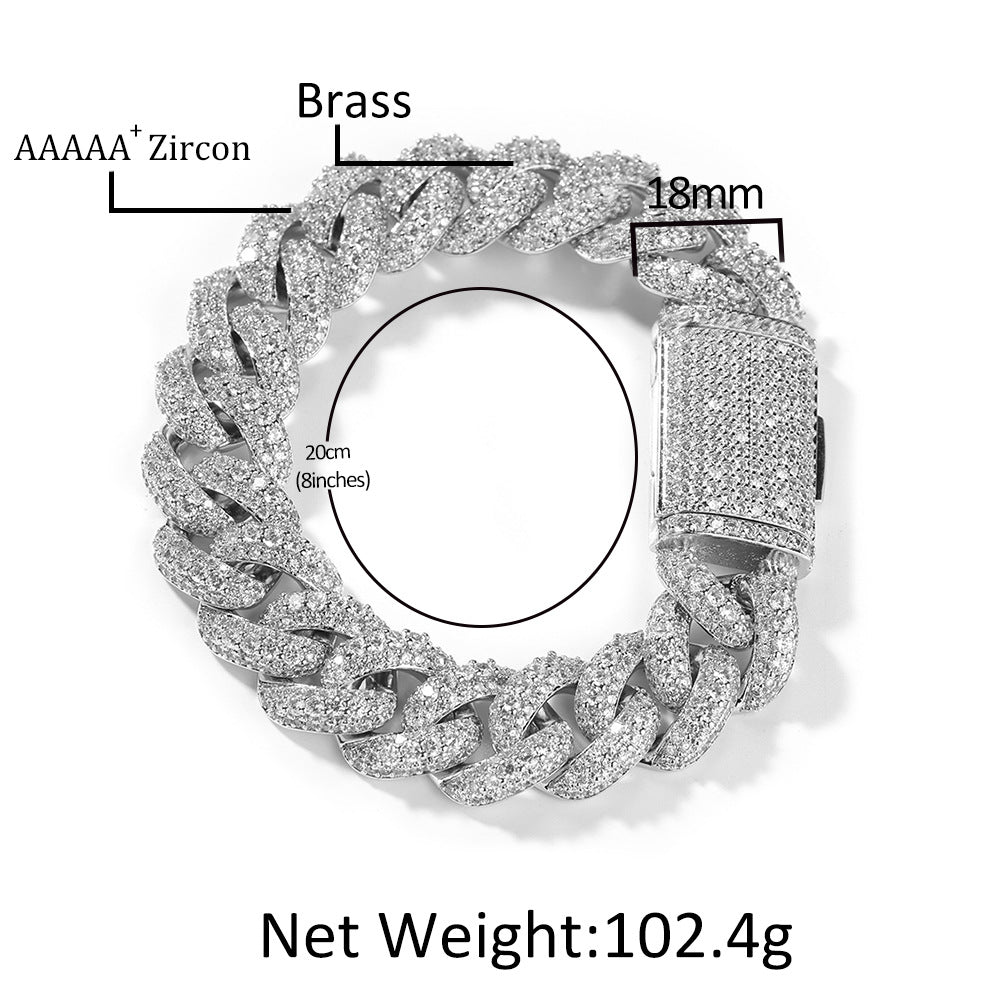 Cuban Link Chain Mens Iced Out Miami Cuban Necklace Silver/Gold Bling Diamond Hip Hop Jewelry for Women
