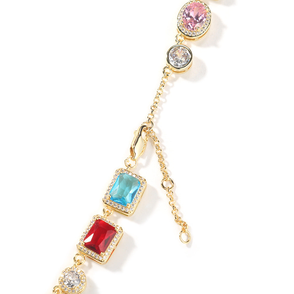 Tennis Necklaces for Men, Dainty 18K Gold Plated Diamond Tennis Choker Necklace Cubic Zirconia Chain with Emerald, Ruby, and Aquamarine Gemstones for Men Bride Birthday Wedding Valentine's Day Gifts