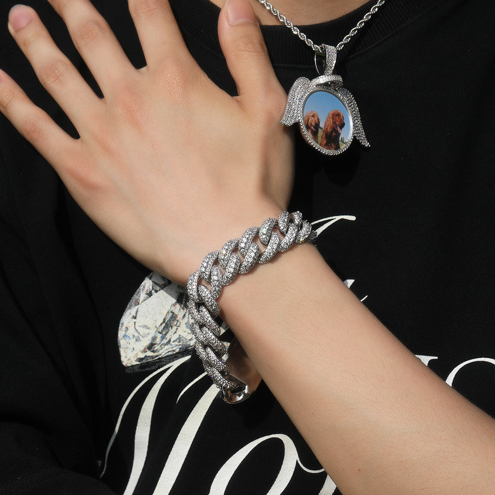 Cuban Link Chain Mens Iced Out Miami Cuban Necklace Silver/Gold Bling Diamond Hip Hop Jewelry for Women