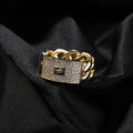 Hip Hop Rapper 5A+ Cz Stone Paved Ice Out Cuban Chain Finger Rings for Men Jewelry Gold Color