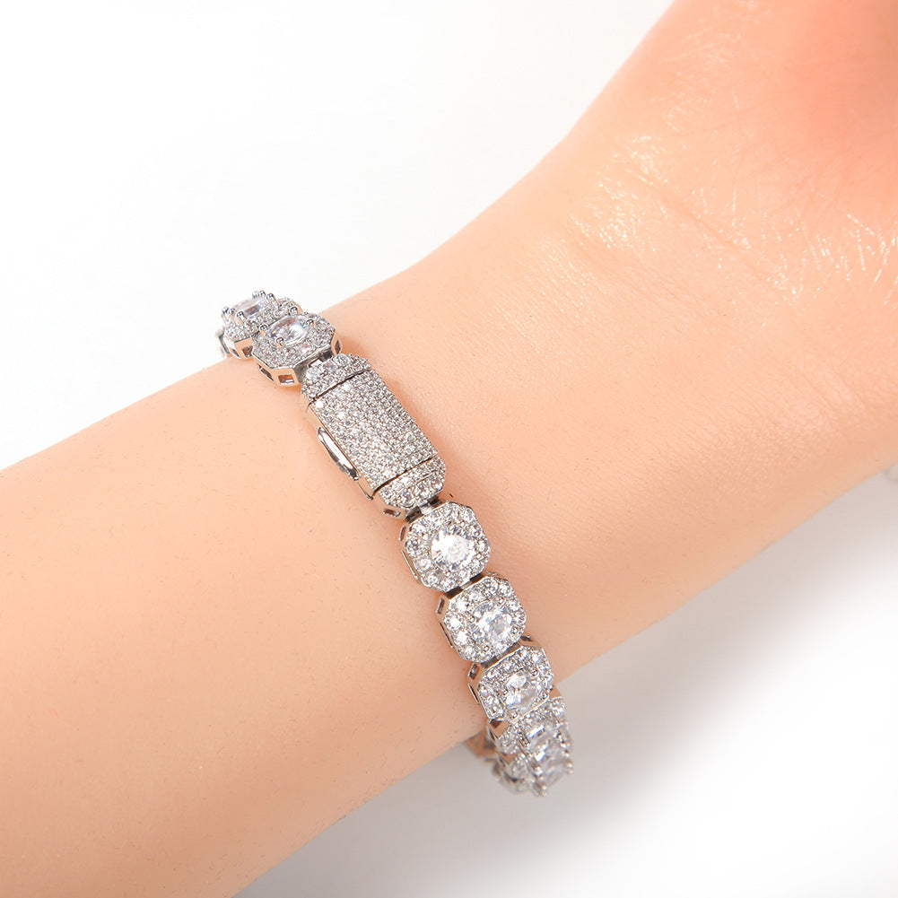 Iced Out Clustered Bracelet for Men and Women, 14K Gold/White Gold Plated, 5A Zircon Bling Luxury Tennis Bracelet, CZ Fashion Jewelry Gift for Birthday, Anniversary