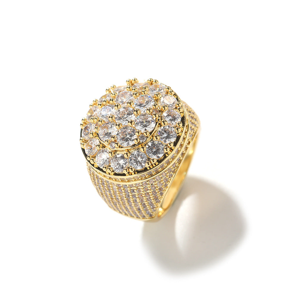 Iced Out Mens Pinky Ring - 18k Gold Plated Bling Hip Hop Cubic Zirconia Jewelry - Created Diamond Signet for Women Gifts