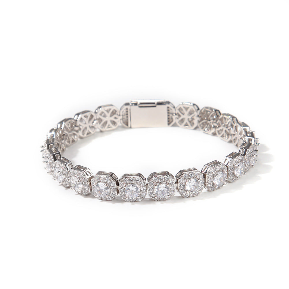 Iced Out Clustered Bracelet for Men and Women, 14K Gold/White Gold Plated, 5A Zircon Bling Luxury Tennis Bracelet, CZ Fashion Jewelry Gift for Birthday, Anniversary