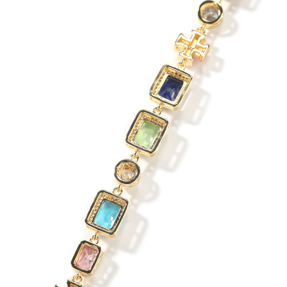Tennis Necklaces for Men, Dainty 18K Gold Plated Diamond Tennis Choker Necklace Cubic Zirconia Chain with Emerald, Ruby, and Aquamarine Gemstones for Men Bride Birthday Wedding Valentine's Day Gifts