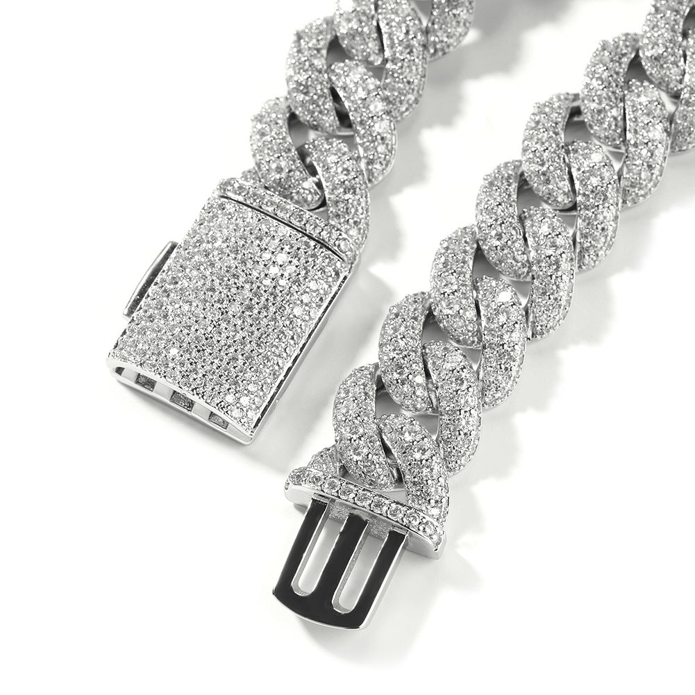 Cuban Link Chain Mens Iced Out Miami Cuban Necklace Silver/Gold Bling Diamond Hip Hop Jewelry for Women