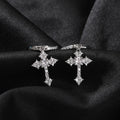 Cross Hoop Dangle Earrings 14K Gold Plated 5A+ Cubic Zirconia Cartilage Hypoallergenic Sterling Silver Cross Dangle Drop Earrings For Men Women