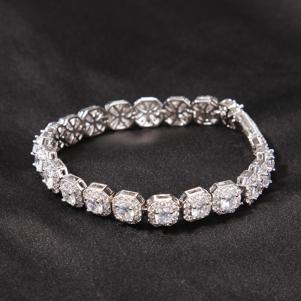 Iced Out Clustered Bracelet for Men and Women, 14K Gold/White Gold Plated, 5A Zircon Bling Luxury Tennis Bracelet, CZ Fashion Jewelry Gift for Birthday, Anniversary