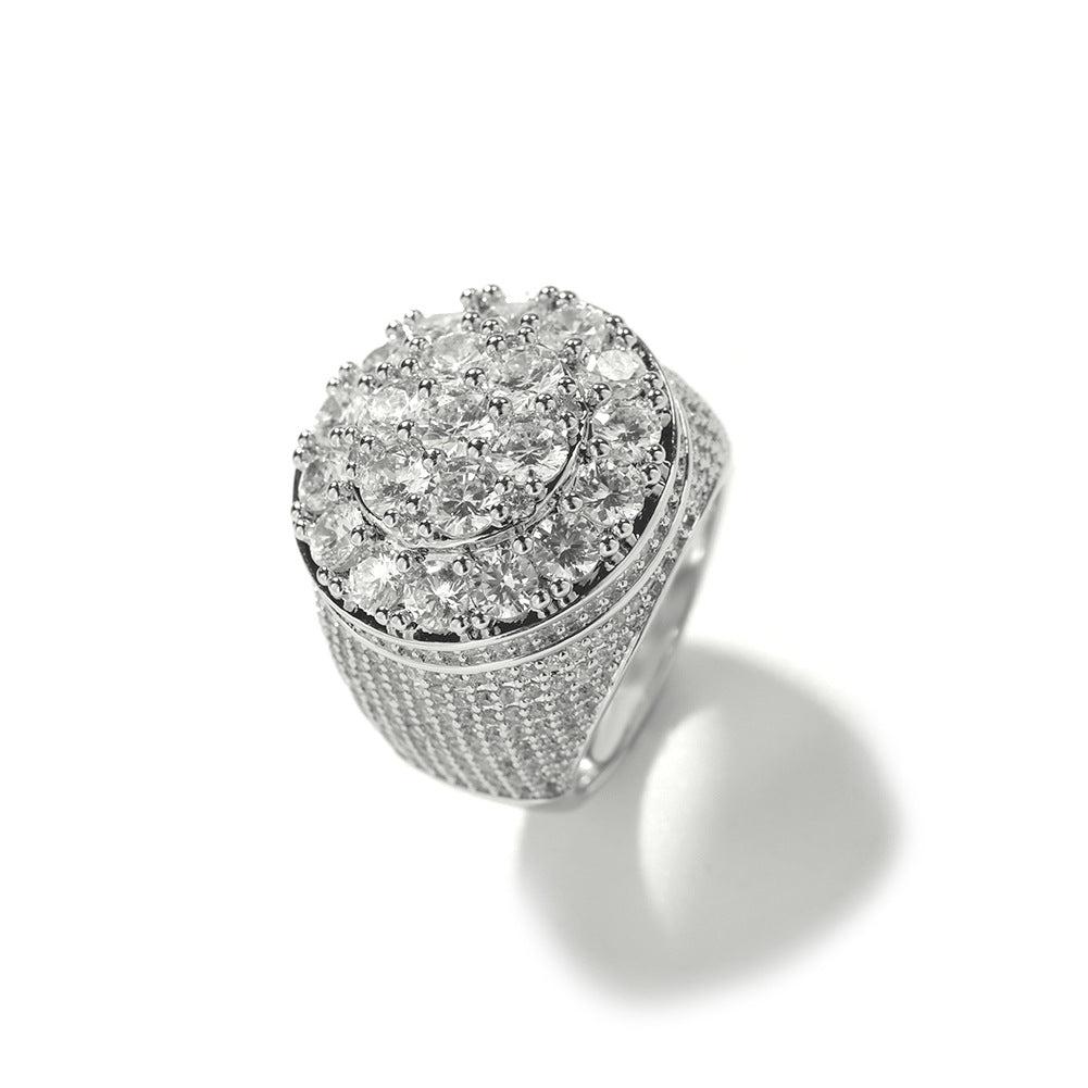 Iced Out Mens Pinky Ring - 18k Gold Plated Bling Hip Hop Cubic Zirconia Jewelry - Created Diamond Signet for Women Gifts