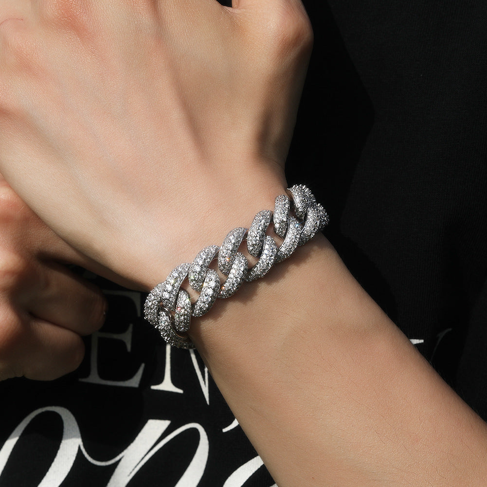 Cuban Link Chain Mens Iced Out Miami Cuban Necklace Silver/Gold Bling Diamond Hip Hop Jewelry for Women