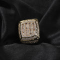 Iced Out Mens Pinky Ring - 18k Gold Plated Bling Hip Hop Cubic Zirconia Jewelry - Created Diamond Signet for Women Gifts