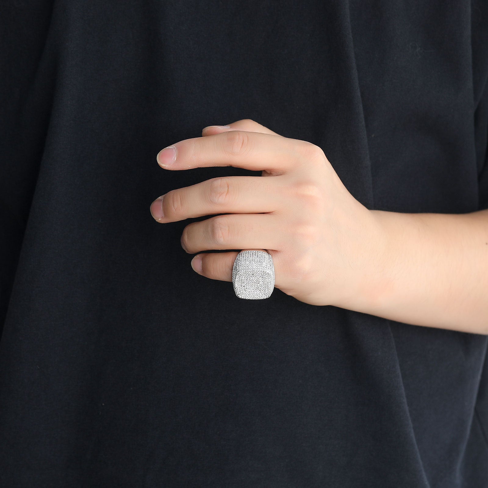 Iced Out Mens Pinky Ring - 18k Gold Plated Bling Hip Hop Cubic Zirconia Jewelry - Created Diamond Signet for Women Gifts