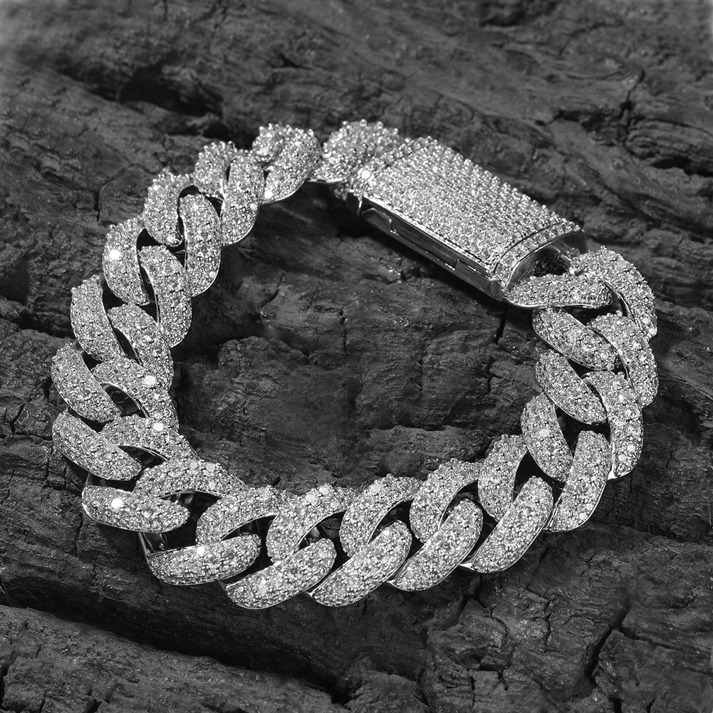 Cuban Link Chain Mens Iced Out Miami Cuban Necklace Silver/Gold Bling Diamond Hip Hop Jewelry for Women