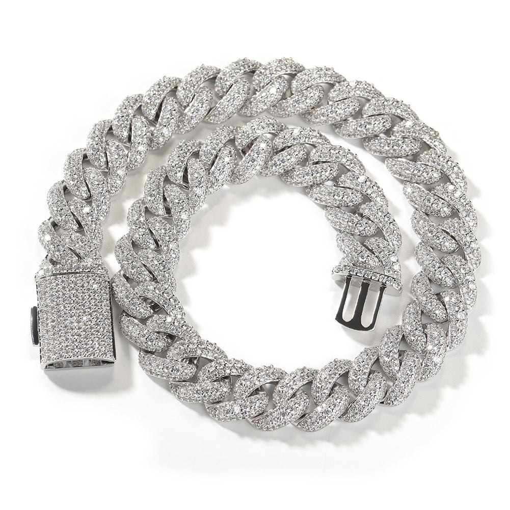 Cuban Link Chain Mens Iced Out Miami Cuban Necklace Silver/Gold Bling Diamond Hip Hop Jewelry for Women