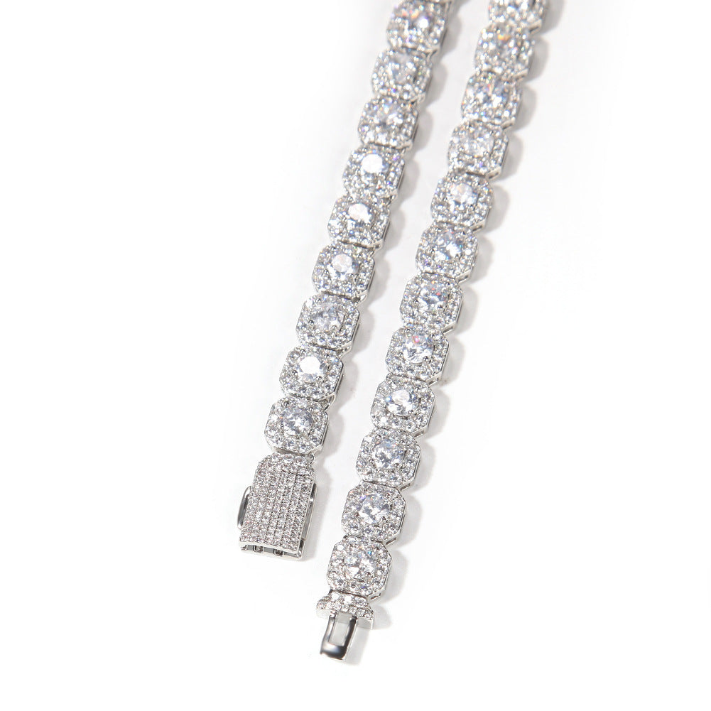 Iced Out Clustered Bracelet for Men and Women, 14K Gold/White Gold Plated, 5A Zircon Bling Luxury Tennis Bracelet, CZ Fashion Jewelry Gift for Birthday, Anniversary