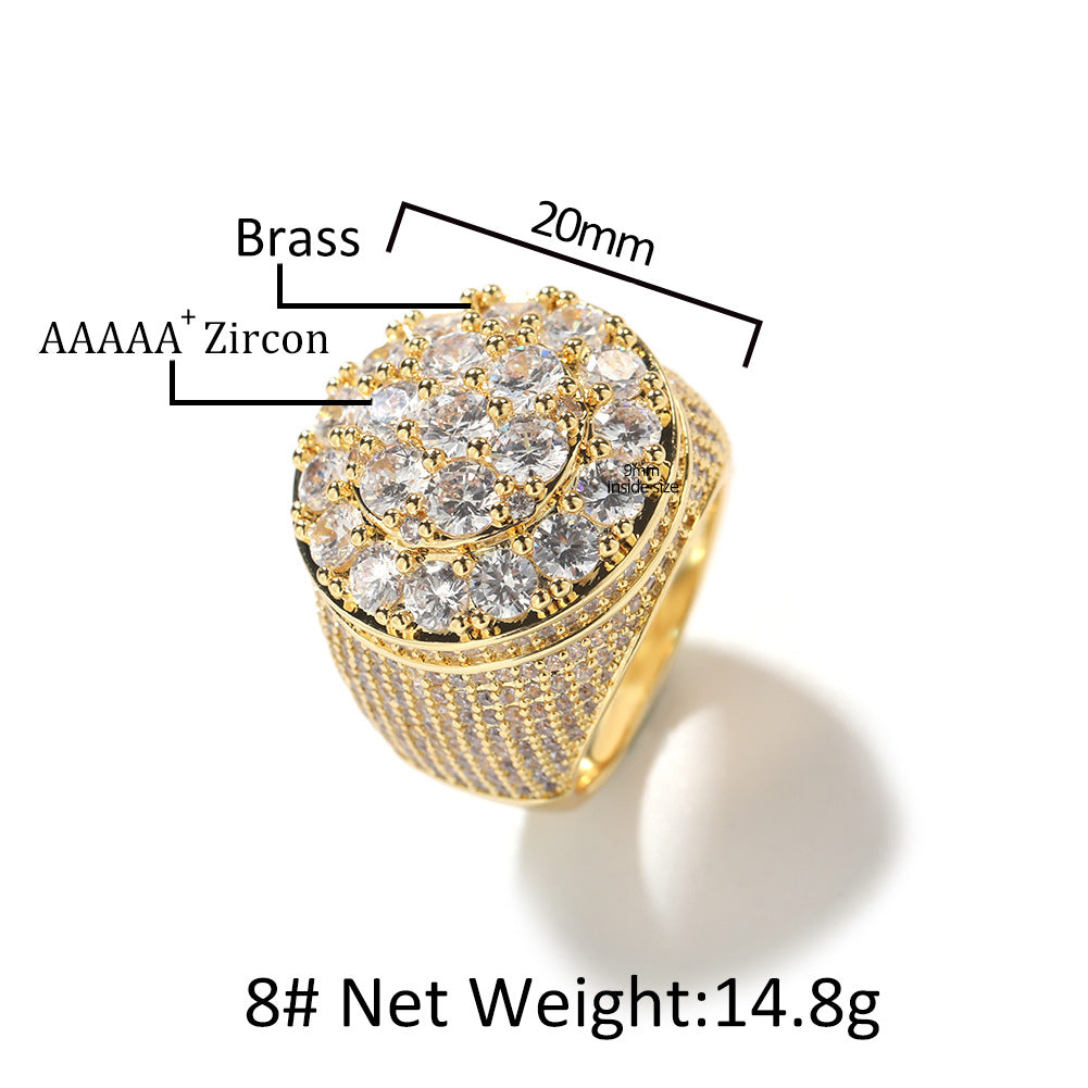 Iced Out Mens Pinky Ring - 18k Gold Plated Bling Hip Hop Cubic Zirconia Jewelry - Created Diamond Signet for Women Gifts