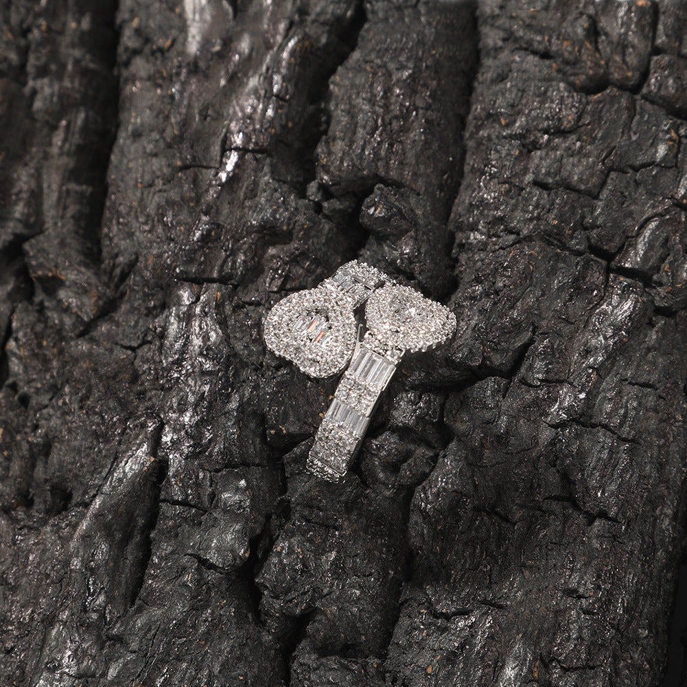 Iced Out Jewelry Baguette Cz Adjustable Heart Ring, All Match Bling Bling Dainty Gold Pinky Ring Party Rose Gold Love Men Women Luxury Jewelry