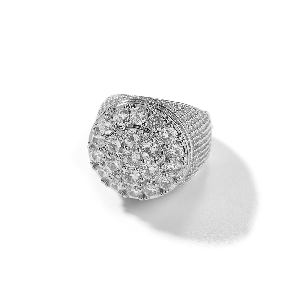 Iced Out Mens Pinky Ring - 18k Gold Plated Bling Hip Hop Cubic Zirconia Jewelry - Created Diamond Signet for Women Gifts