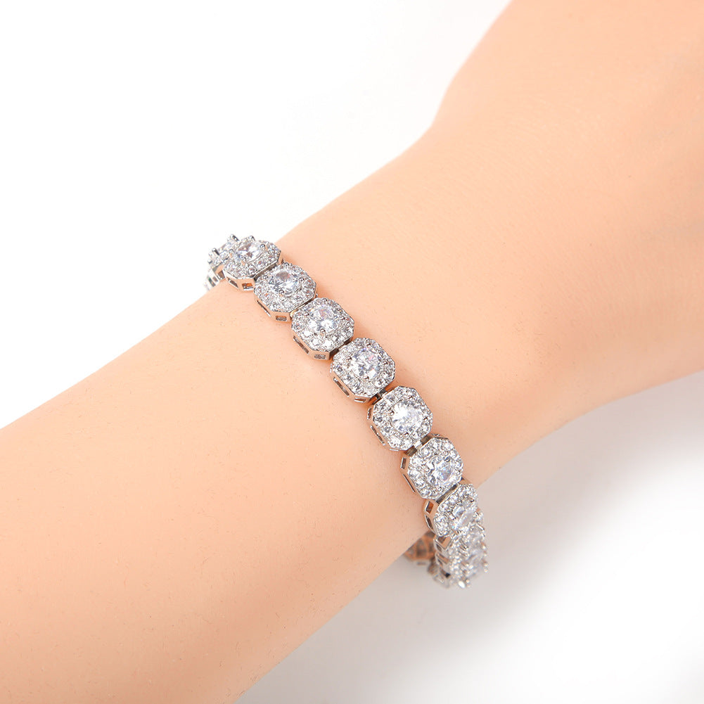 Iced Out Clustered Bracelet for Men and Women, 14K Gold/White Gold Plated, 5A Zircon Bling Luxury Tennis Bracelet, CZ Fashion Jewelry Gift for Birthday, Anniversary