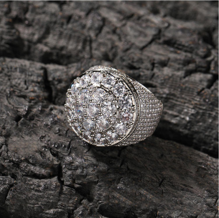 Iced Out Mens Pinky Ring - 18k Gold Plated Bling Hip Hop Cubic Zirconia Jewelry - Created Diamond Signet for Women Gifts