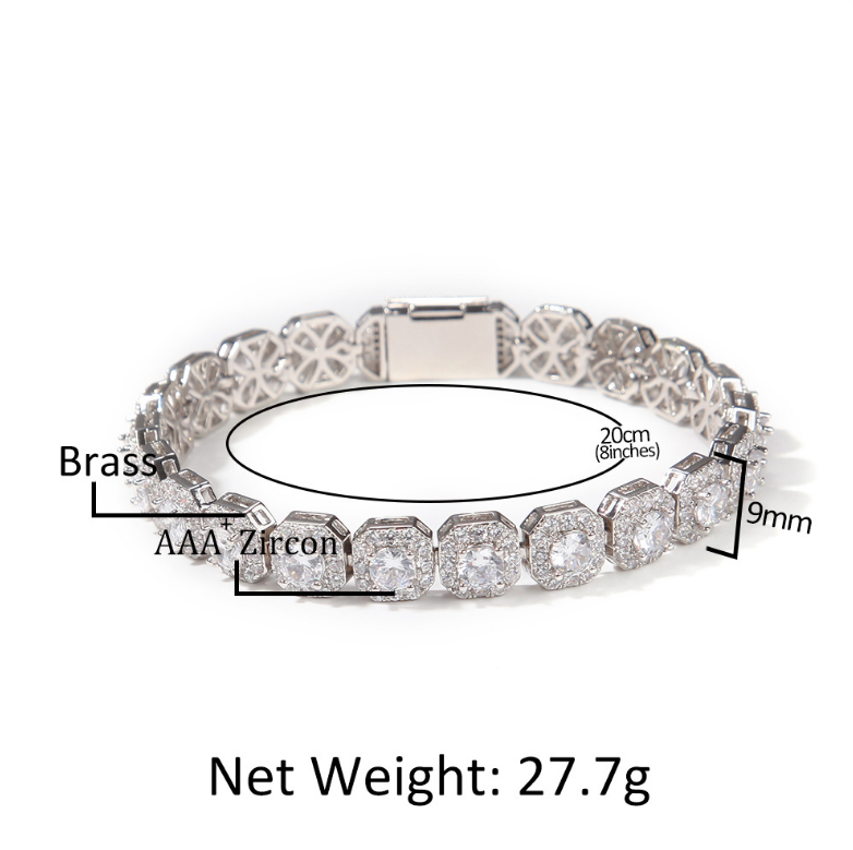 Iced Out Clustered Bracelet for Men and Women, 14K Gold/White Gold Plated, 5A Zircon Bling Luxury Tennis Bracelet, CZ Fashion Jewelry Gift for Birthday, Anniversary