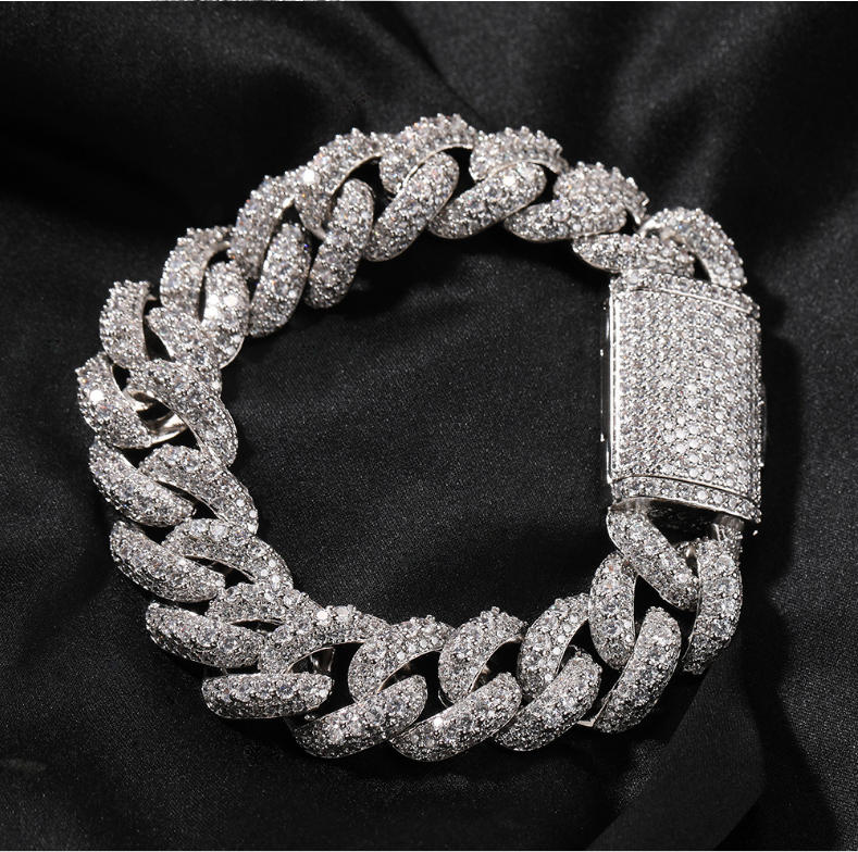 Cuban Link Chain Mens Iced Out Miami Cuban Necklace Silver/Gold Bling Diamond Hip Hop Jewelry for Women